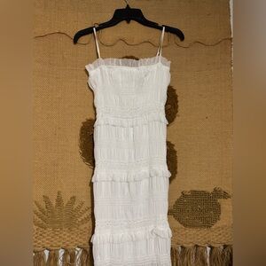 Commense White Ruffled Dress